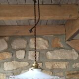 Old white opaline and brass hanging No.4