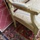 Louis XVI style bench carved with original fabrics and silks