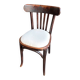 Bistro chair in bent beech and beige mixed fabric.