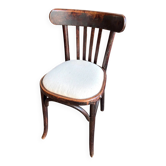 Bistro chair in bent beech and beige mixed fabric.