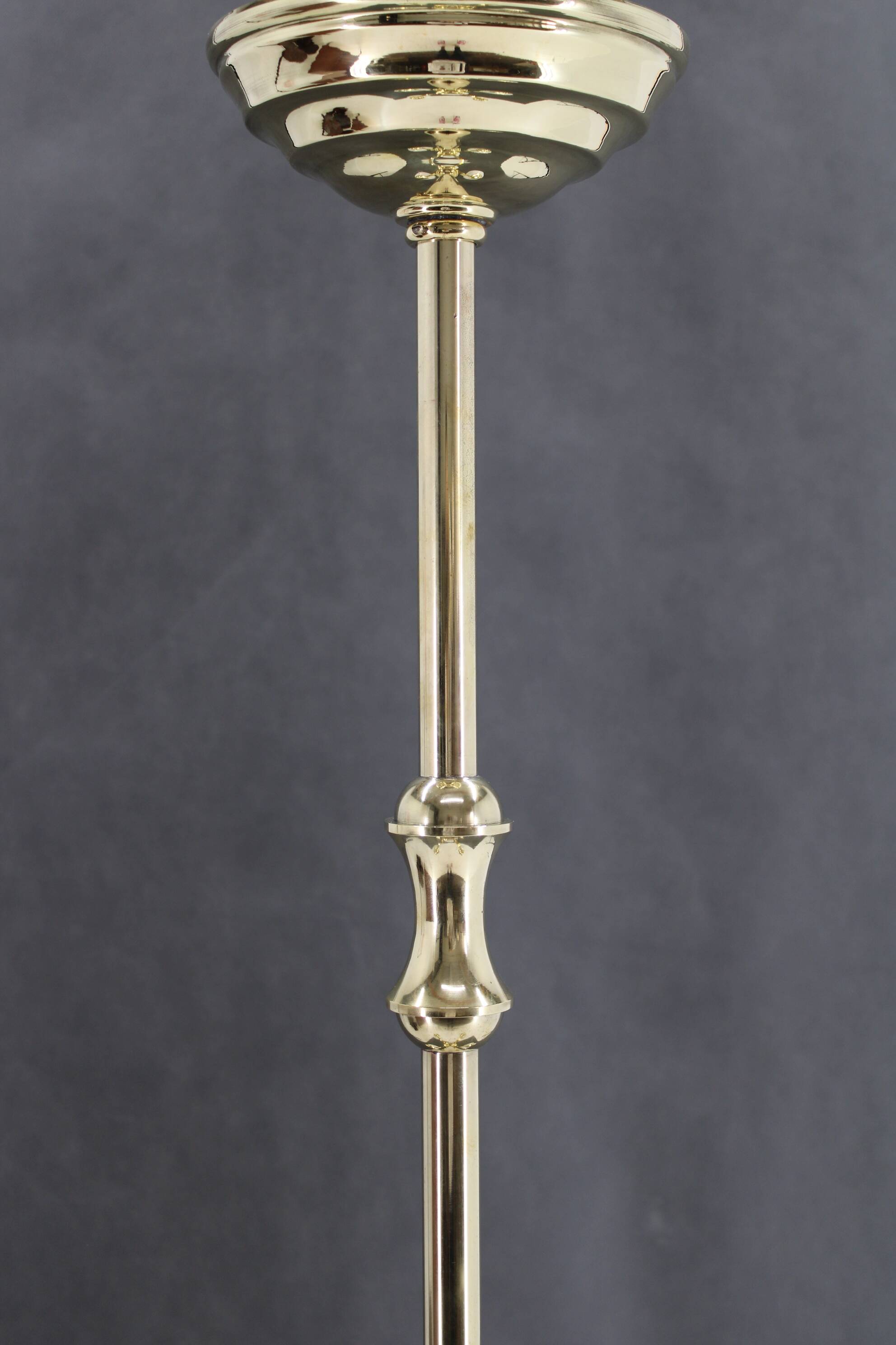 1930s Restored Brass Chandelier, Czechoslovakia