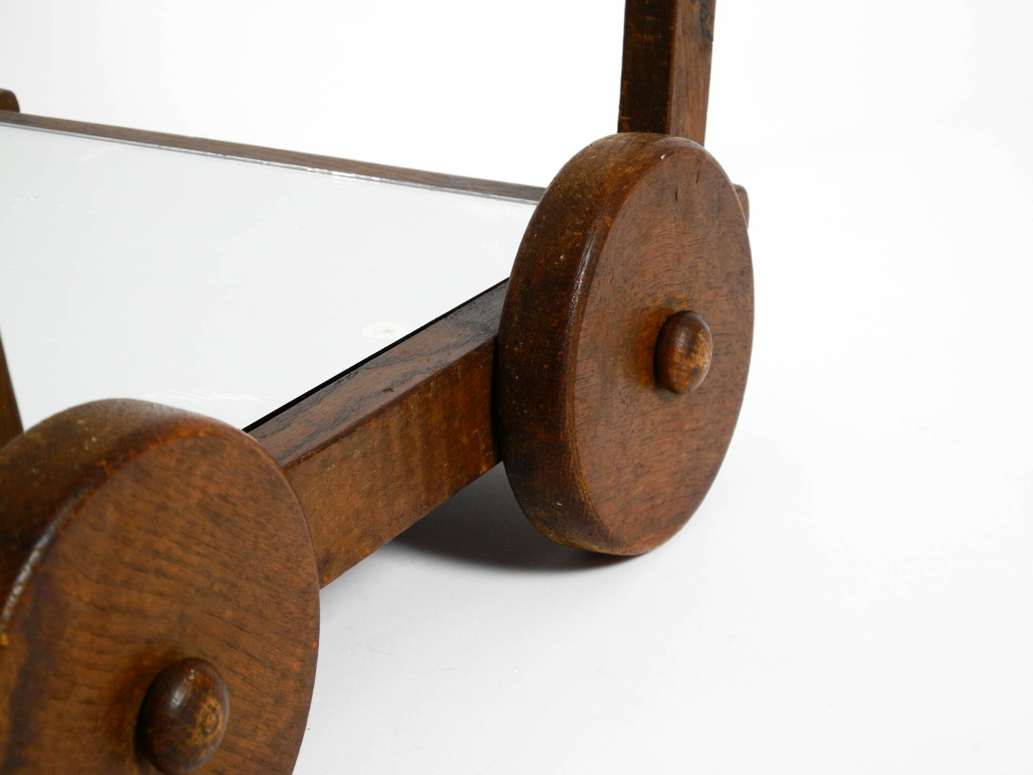 Beautiful, unique 1930s tea trolley bar cart made of solid oak wood