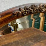 Miroir en bois et plâtre, décor fleuri, Art Déco