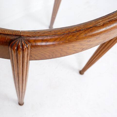 Side table / pedestal with fluted ogive legs - Oval glass top