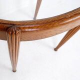 Side table / pedestal with fluted ogive legs - Oval glass top