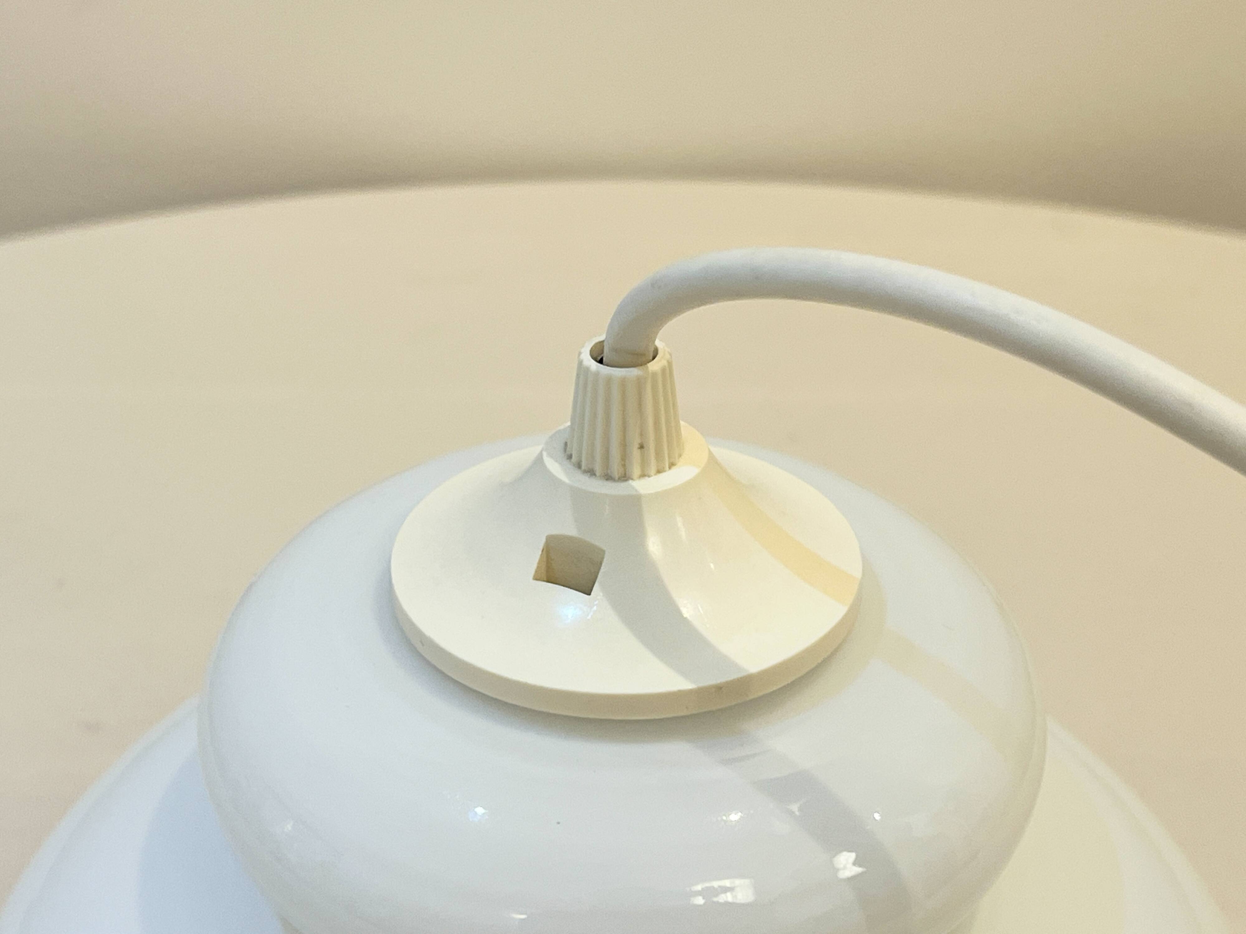 Opaline pendant light in white glass from the 60s and 70s vintage Free form