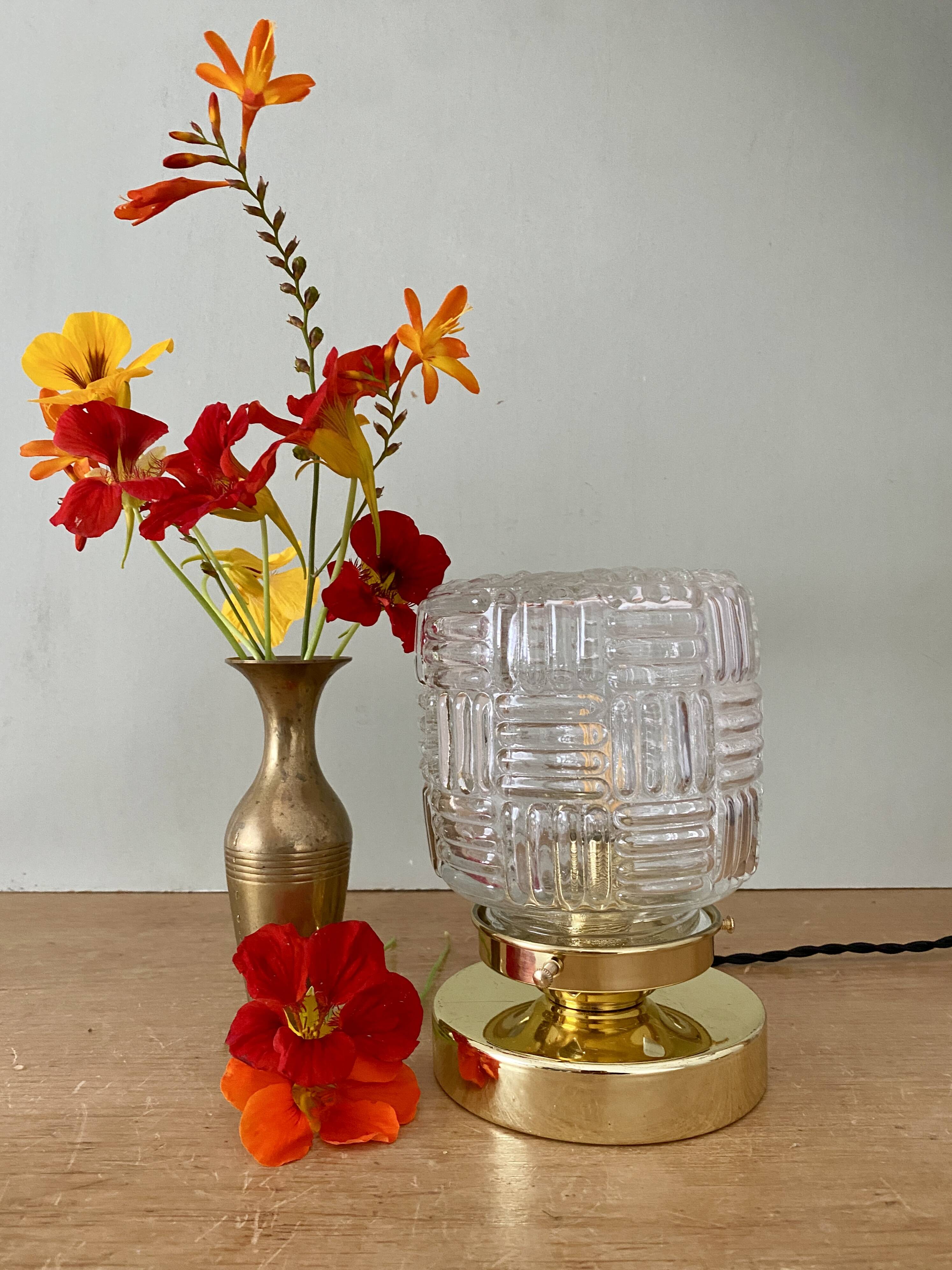 Vintage glass globe table lamp