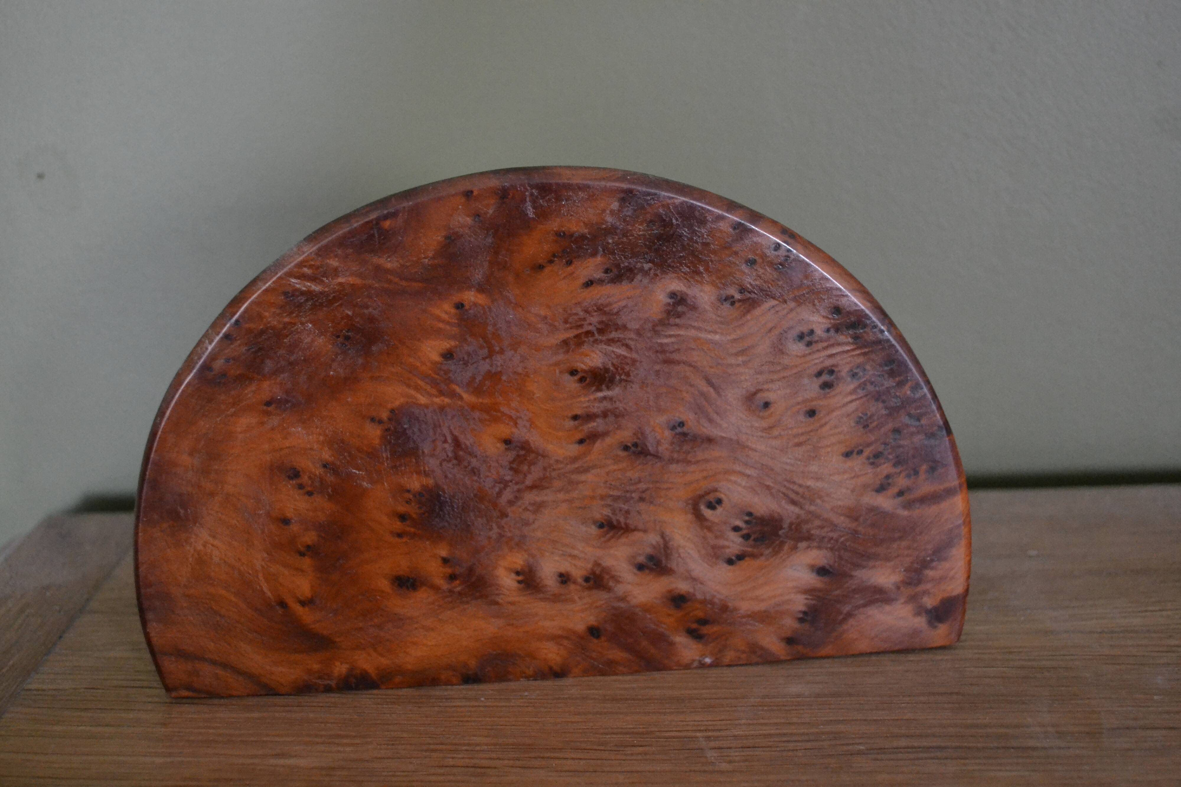 Art deco mail rack in elm magnifying glass