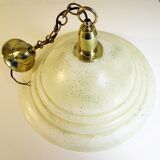Suspension dome in satin and brass glass