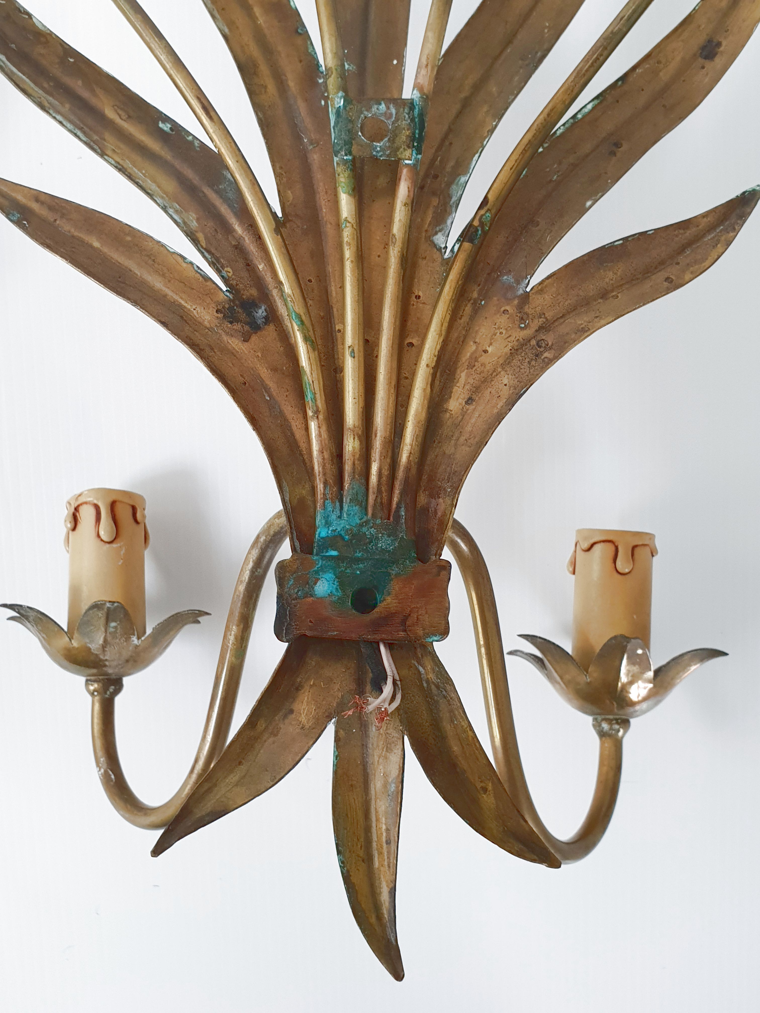 Pair of vintage reed sconces 1970