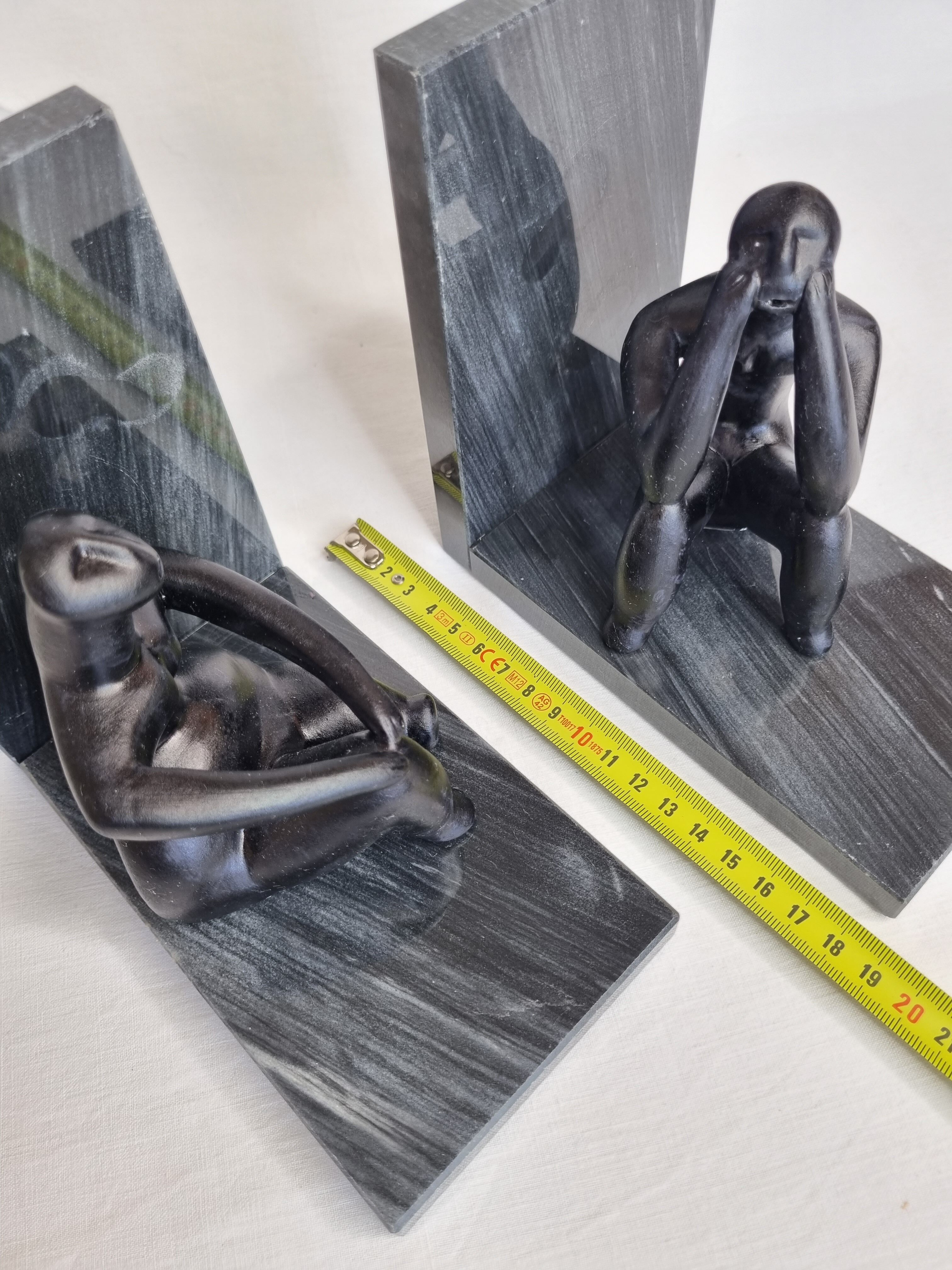 Pair of bookends the thinker and the seated lady, 15 cm