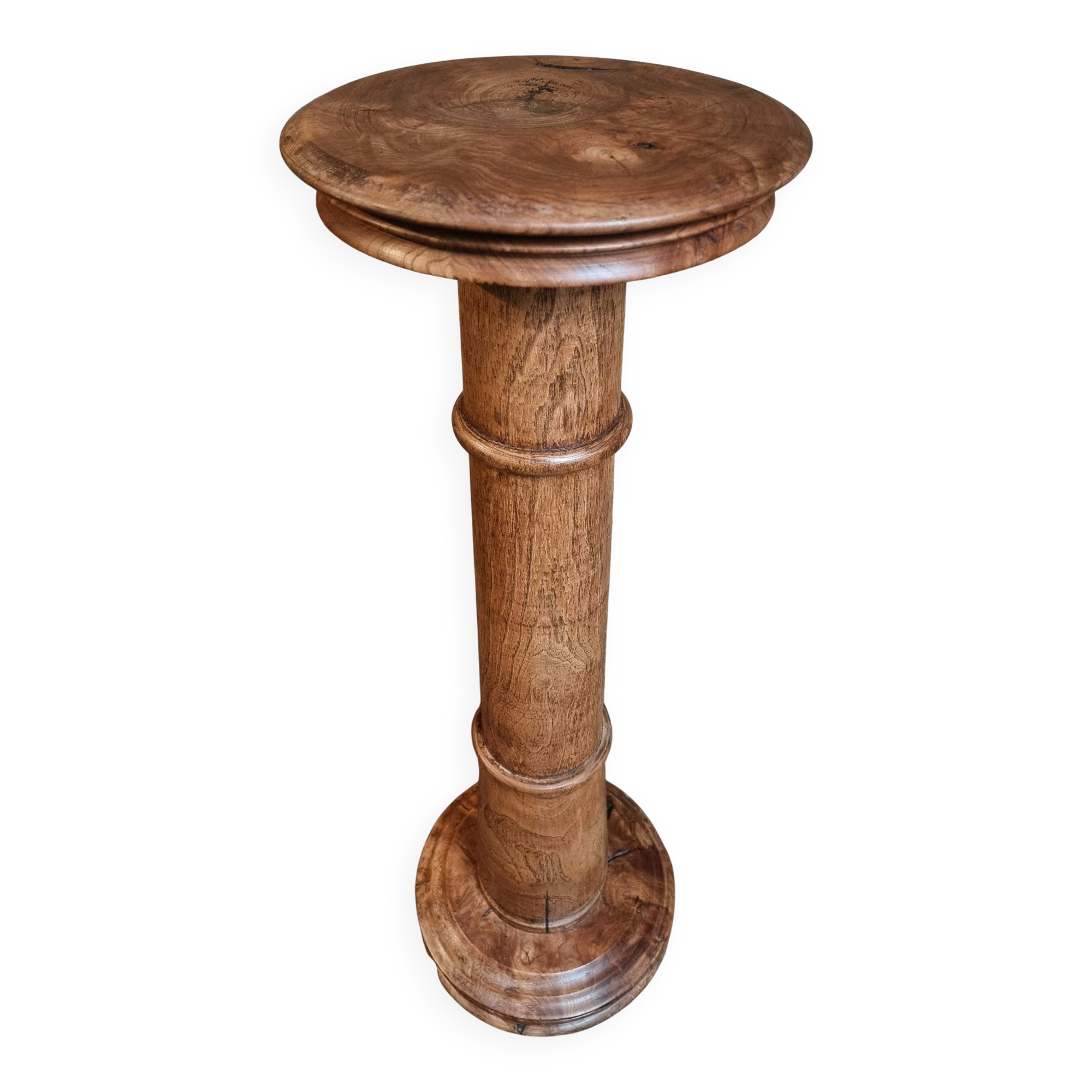Ancient French pedestal in elm – Stand from the early 1900s