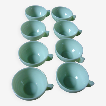 Set of 8 vintage cups in pale green opaline.