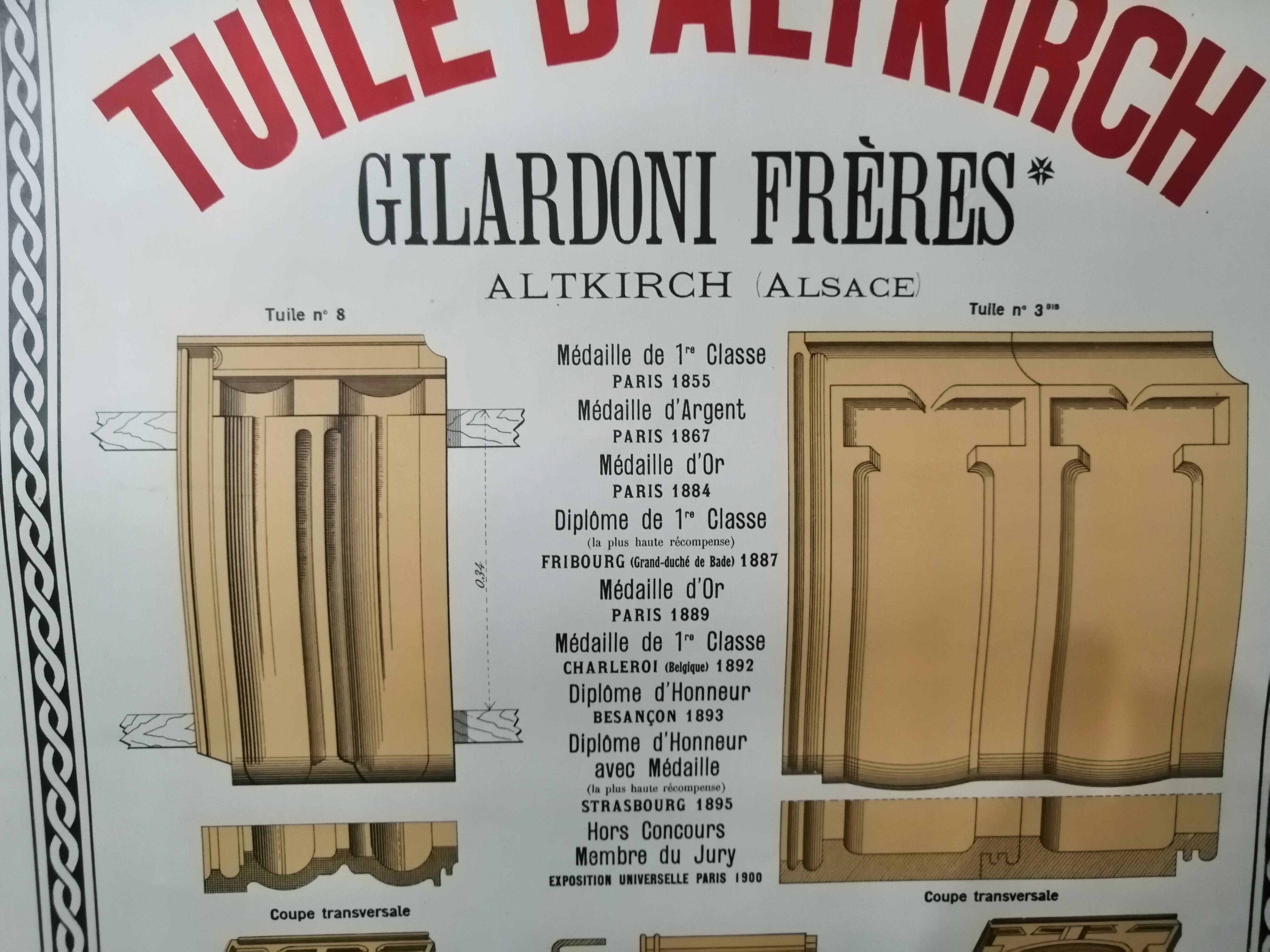 Advertising poster early 20th original Alsace tile of Altkirch