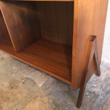 1960's vintage bookcase blond walnut and compass feet