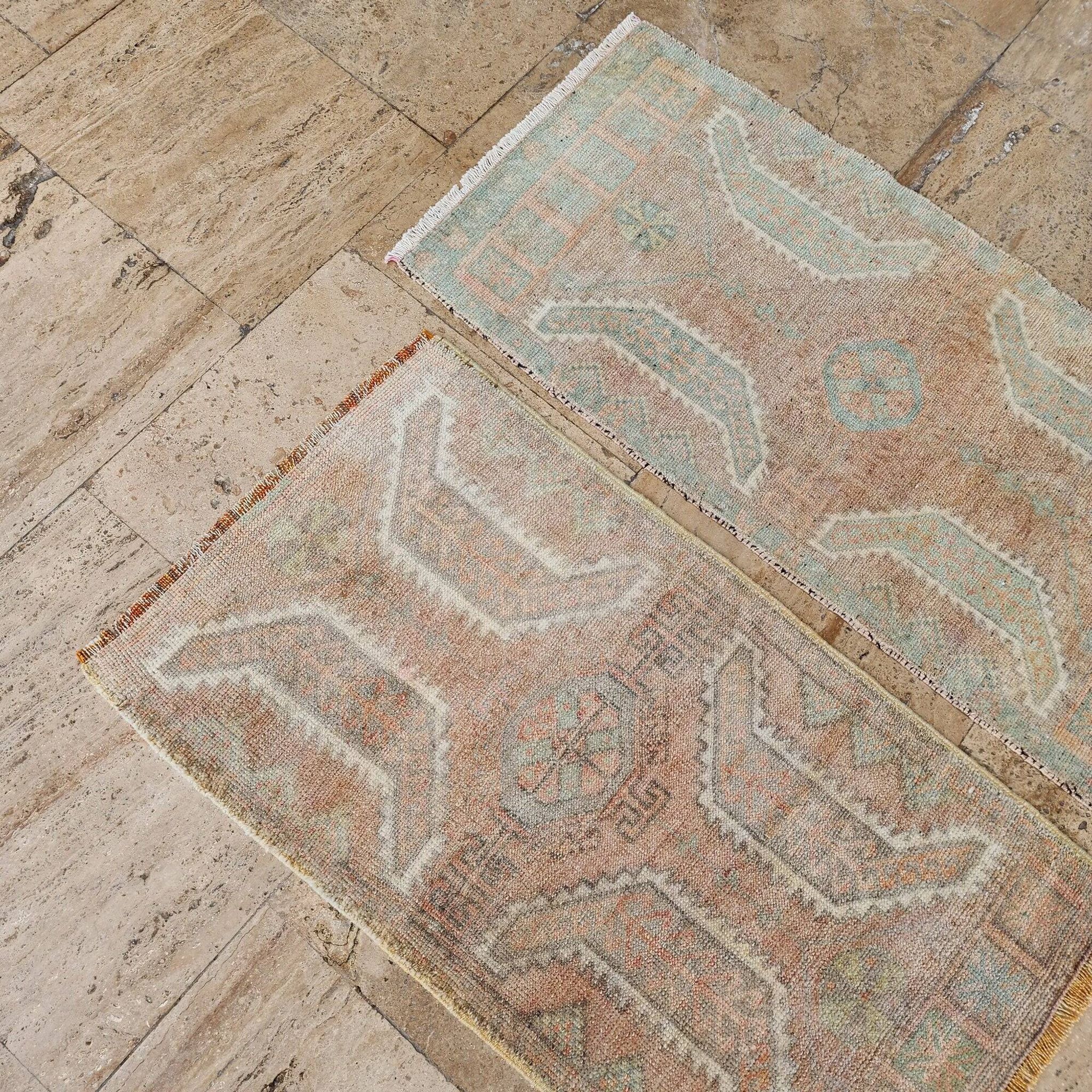 Set of 2 vintage handmade Turkish rugs 52x95 cm