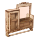 Old mirror - art deco shelf in original burmese teak ecru patina