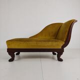 Superbe chaise longue Empire en acajou – vers 1800–1830 – pieds en pattes de lion sculptés