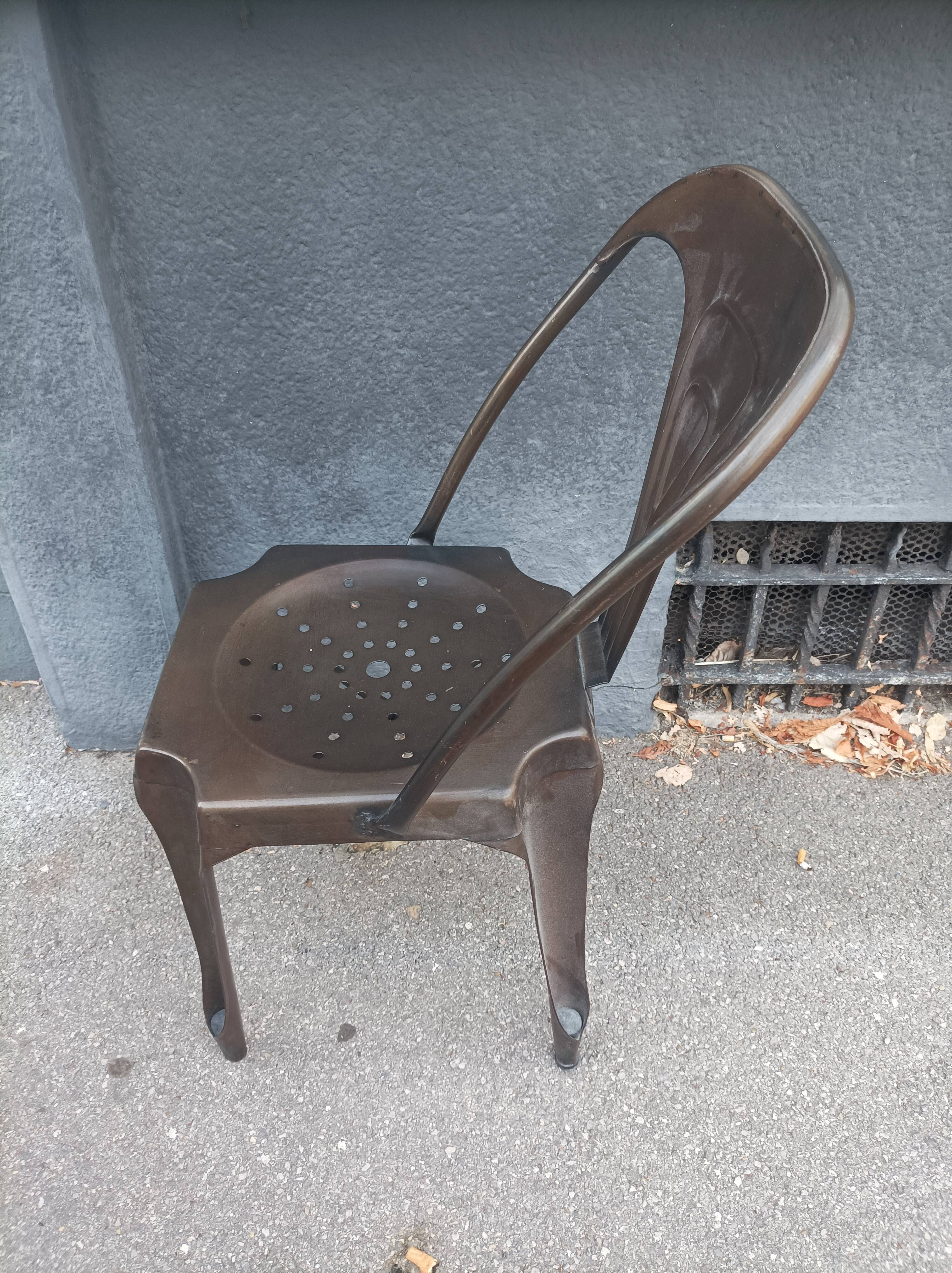 Industrial chair multipl's brushed metal Joseph Mathieu 1930