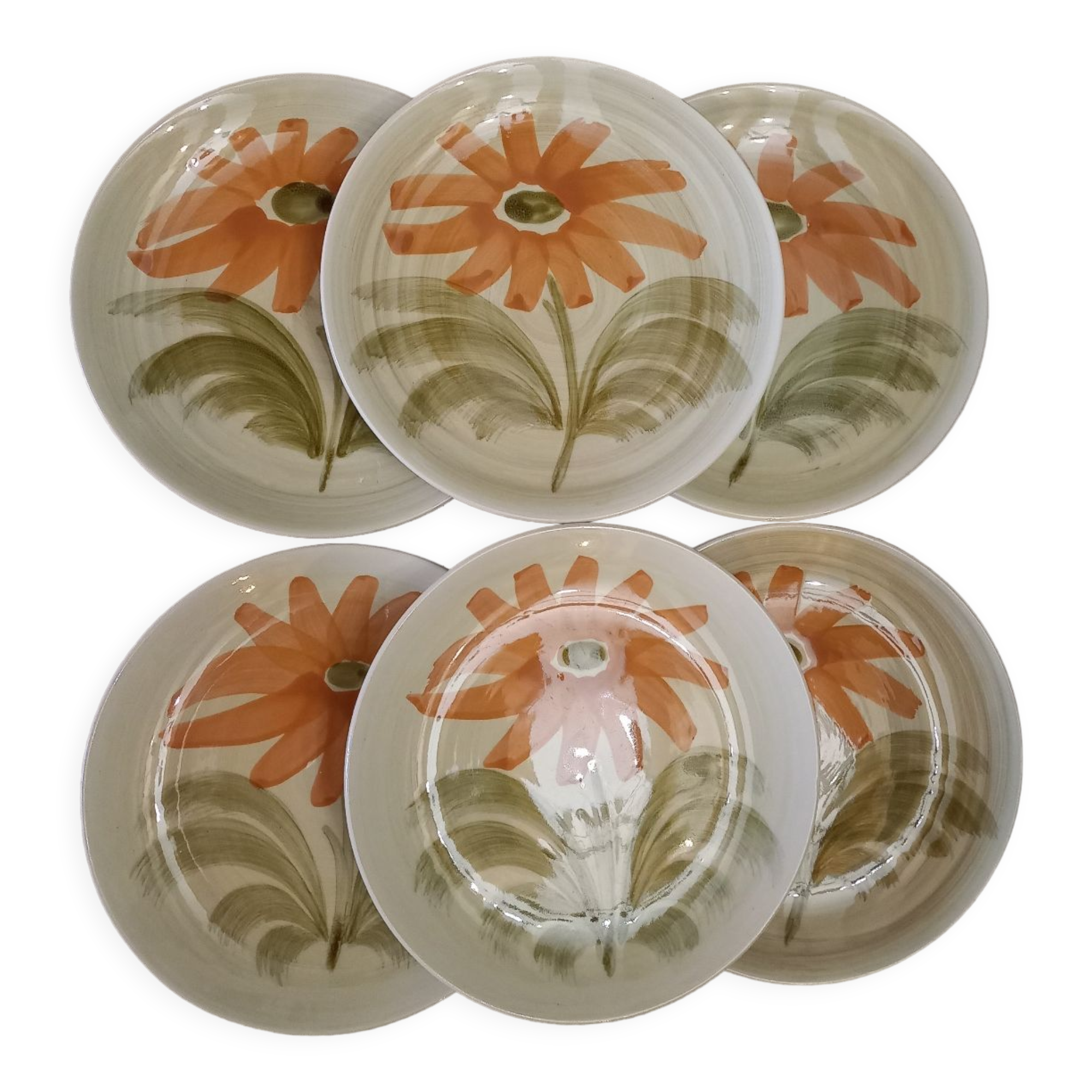 6 flat plates Saint Amand model Isis vintage 1960s 1970s