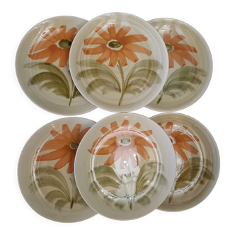 6 assiettes plates Saint Amand modèle Isis vintage années 1960 1970