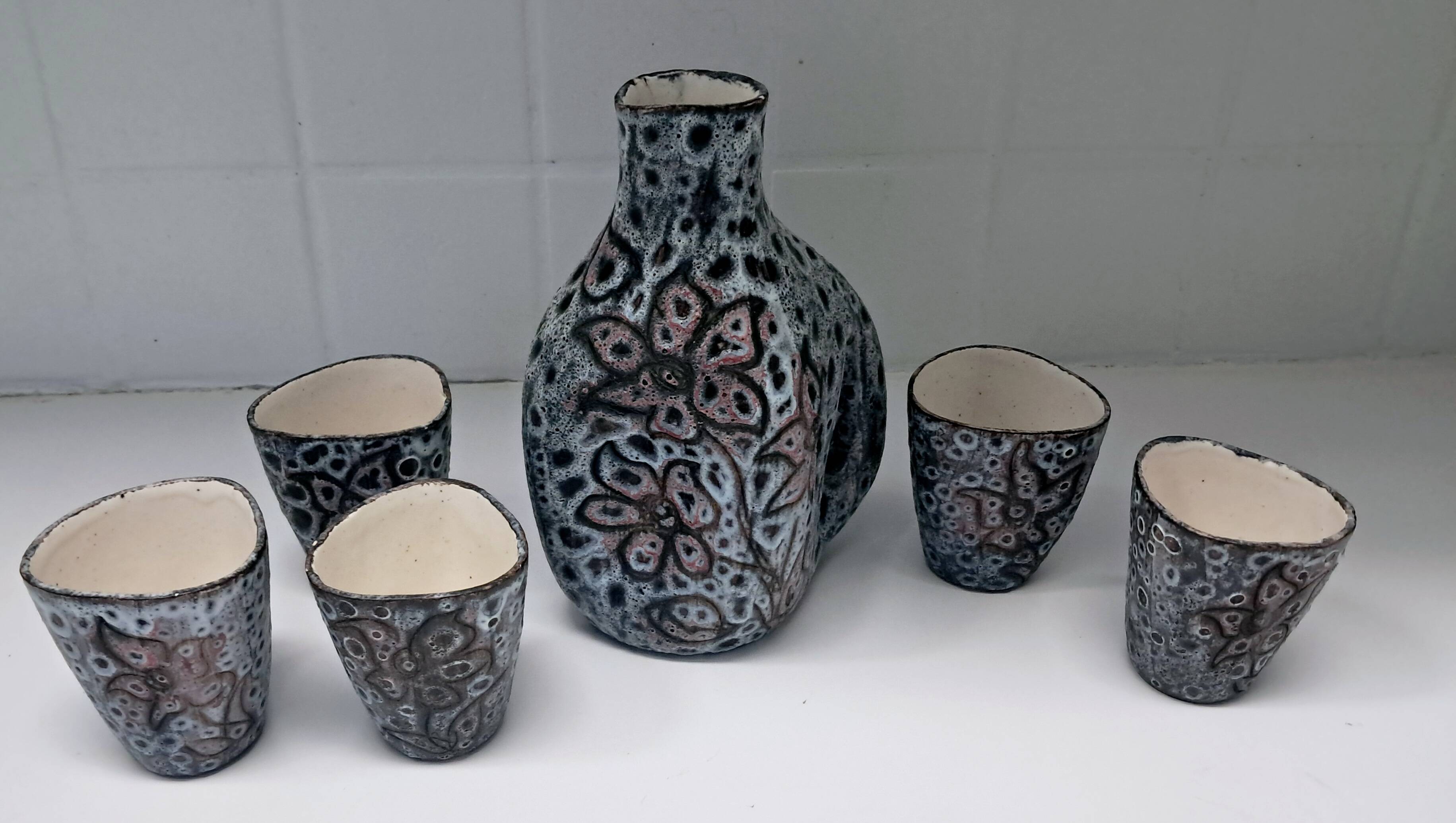 Ceramic orangeade service from Vallauris, made by Camos.