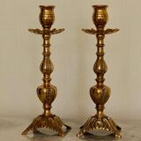 Pair of Swedish brass candlesticks from the mid-century.