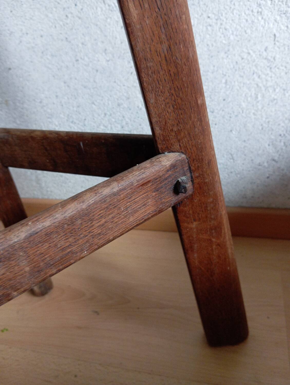 Vintage brutalist tripod high stool, 1950s