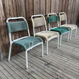 Set of 4 vintage 1960s Scoubidou children's chairs