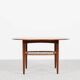 Midcentury Danish round coffee table in teak and cane by Johannes Andersen for Silkeborg 1960s
