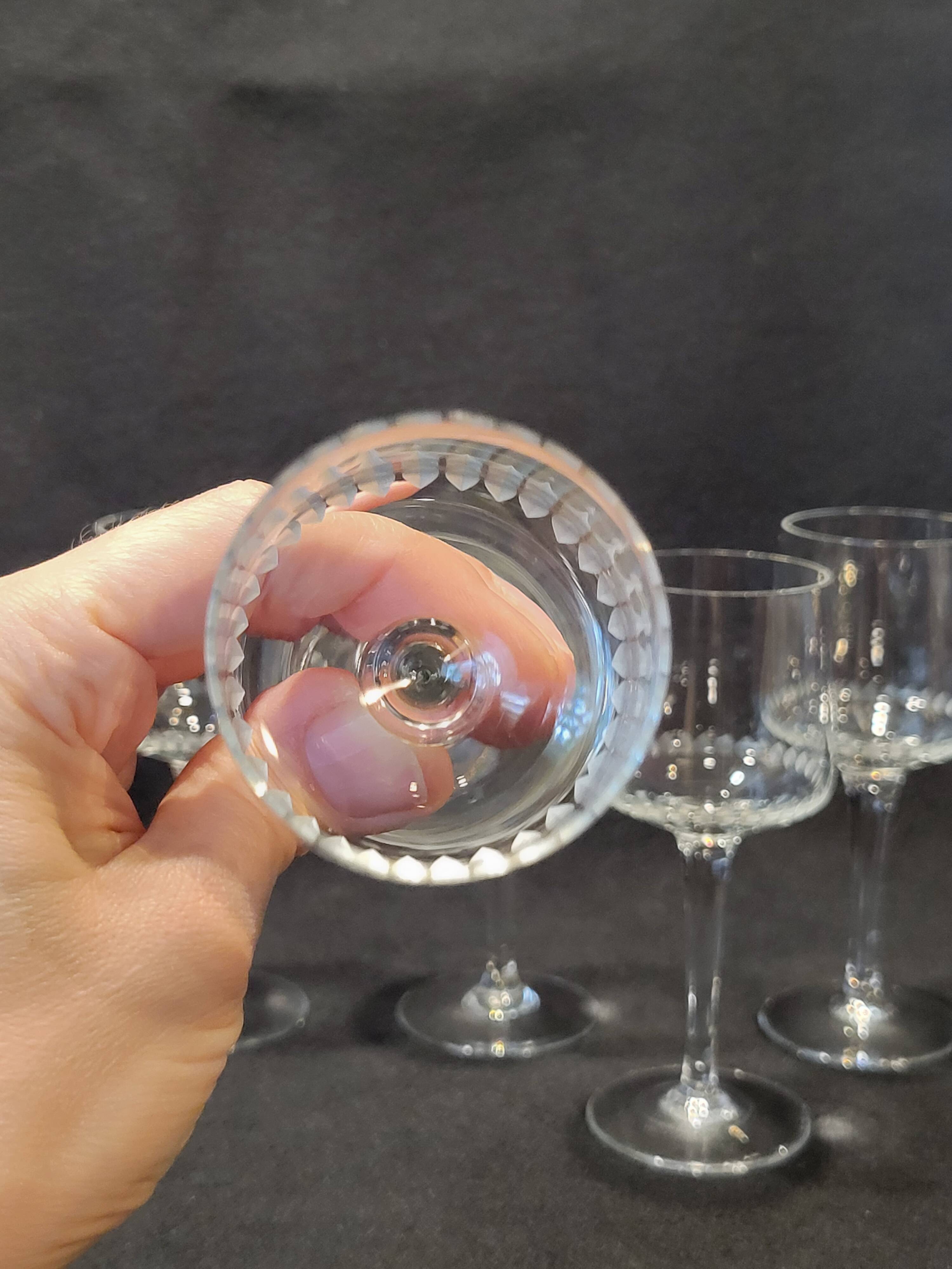 6 old Porto glasses in spear-cut crystal