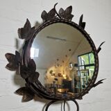 Miroir en fer forgé rétroéclairé en forme de feuille, France, années 1960