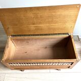 Wooden and rattan chest