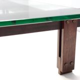 Walnut Coffee Table with Rectangular Glass Top Attributed to Ico Parisi, Italy