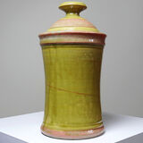 Decorative pot vintage two-tone glazed stoneware spice box handmade signed