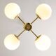 Italian Mid Century Golden Sputnik Chandelier with Opaline Shades, 1960s