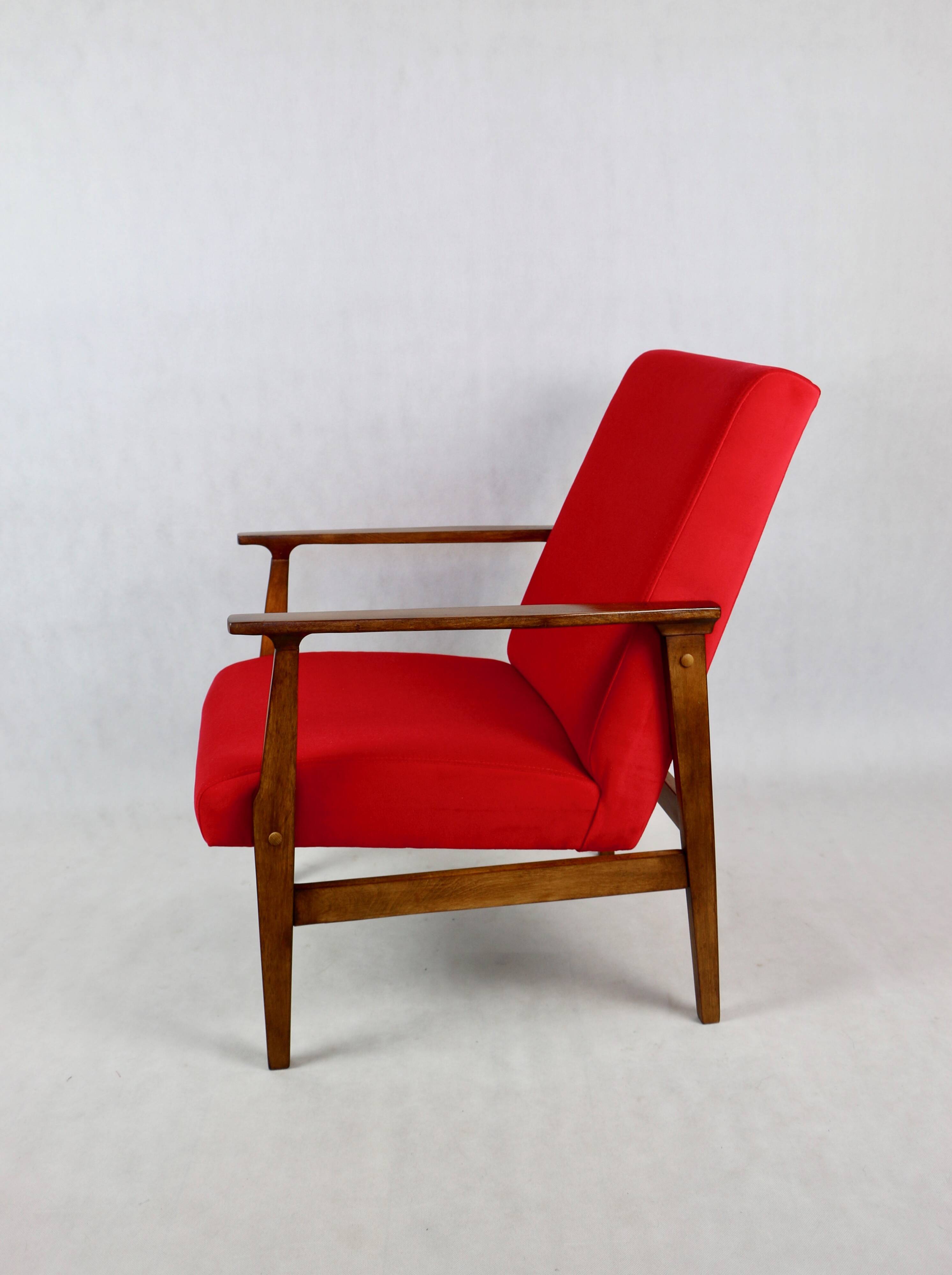 Chaise longue vintage en velours rouge, années 1970