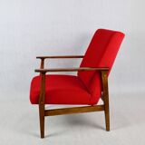 Chaise longue vintage en velours rouge, années 1970