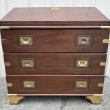 Commode scriban de marine bois laiton vintage et sa chaise
