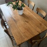 Large vintage farmhouse table from the 50s in solid wood (oak)