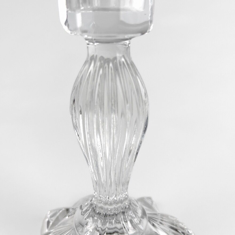 Pair of molded glass candle holders