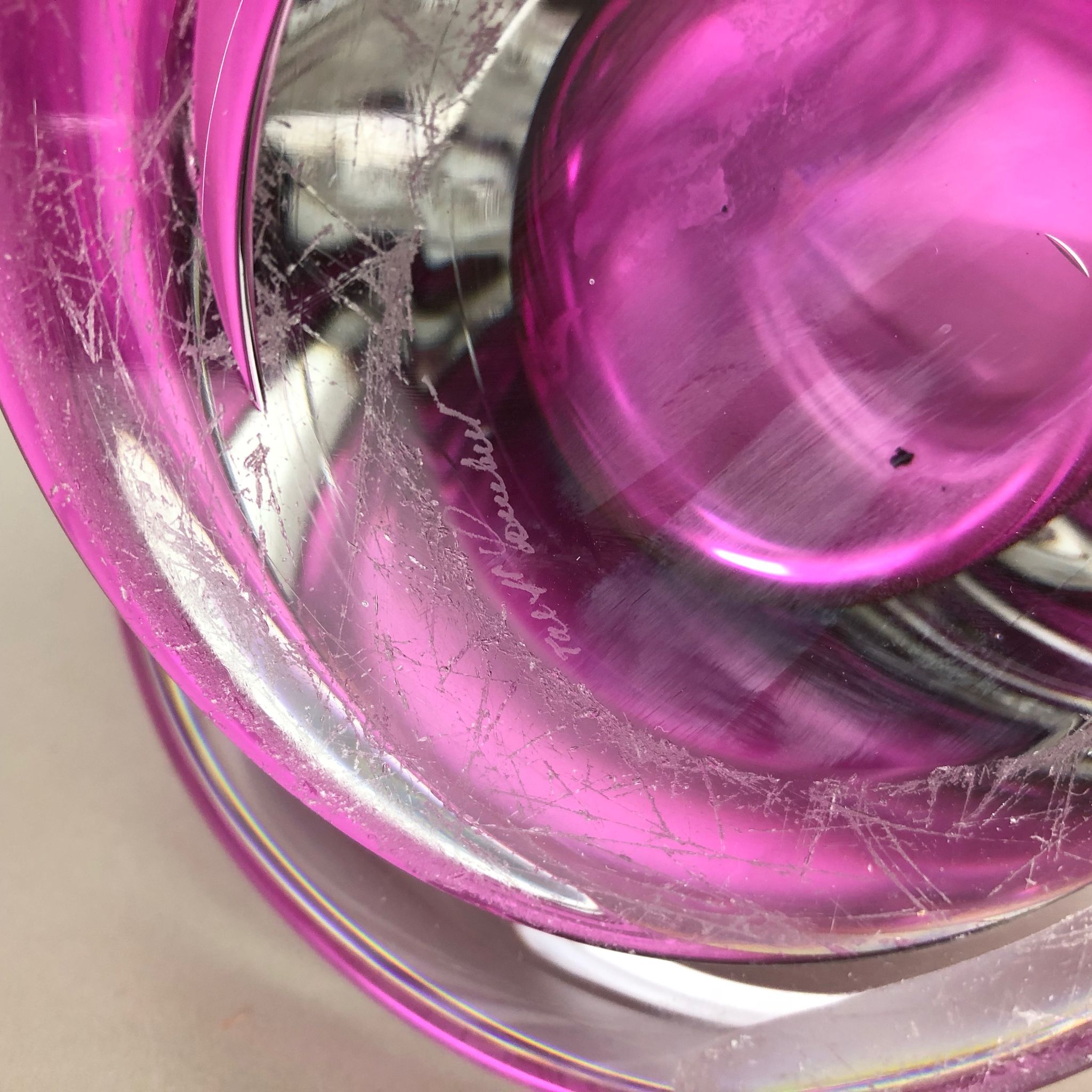 Large Crystal Glass "Pink" Table Light by Val Saint Lambert, Belgium, 1960s