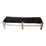 Moroccan wood and rope bench