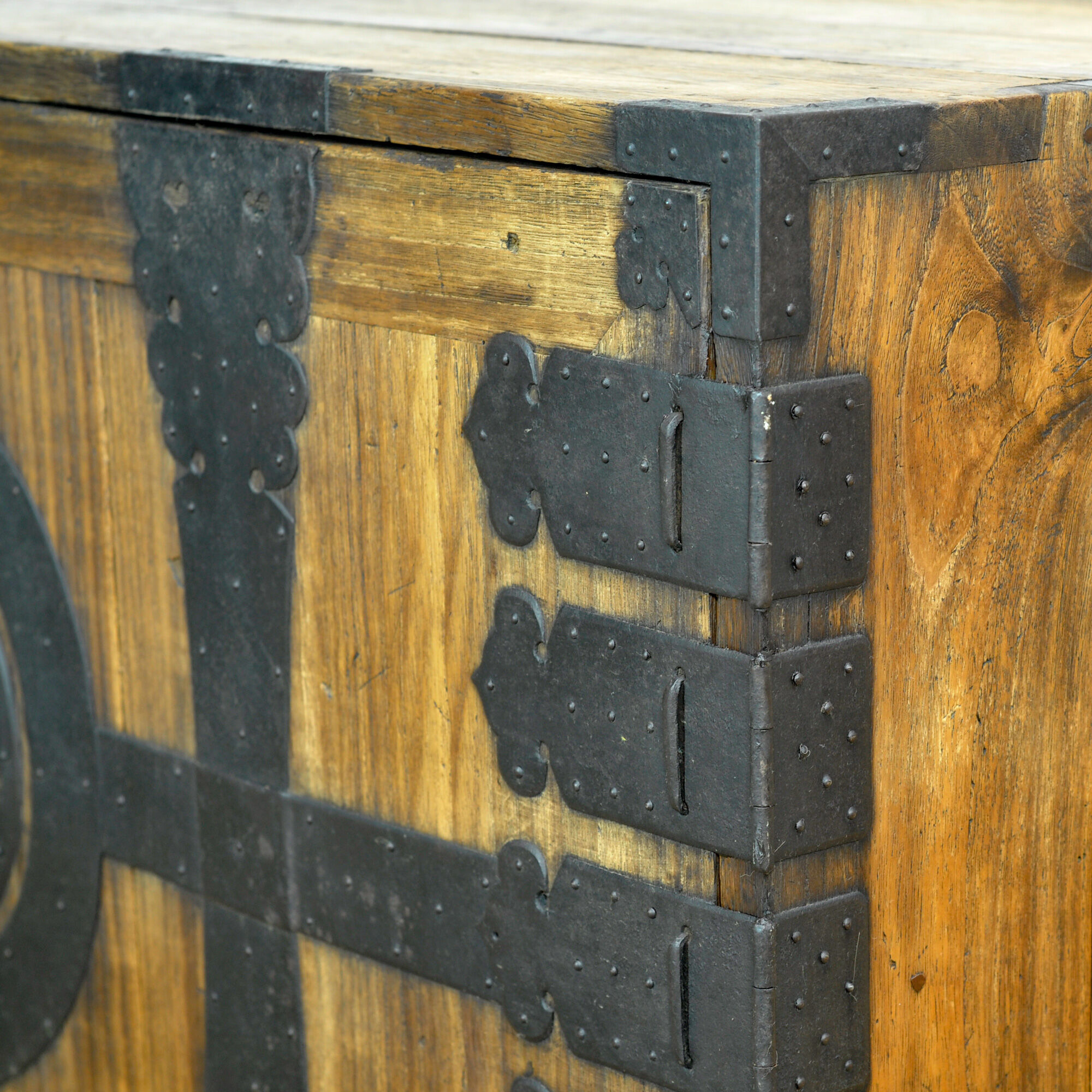 Japanese Meiji-period Choba Tansu chest with hand-forged iron fittings, circa 1880