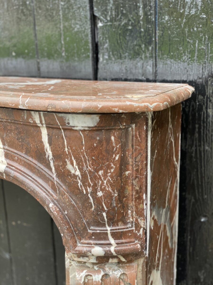 Fireplace Louis XV In Marble Of Rances XVIIIth Century