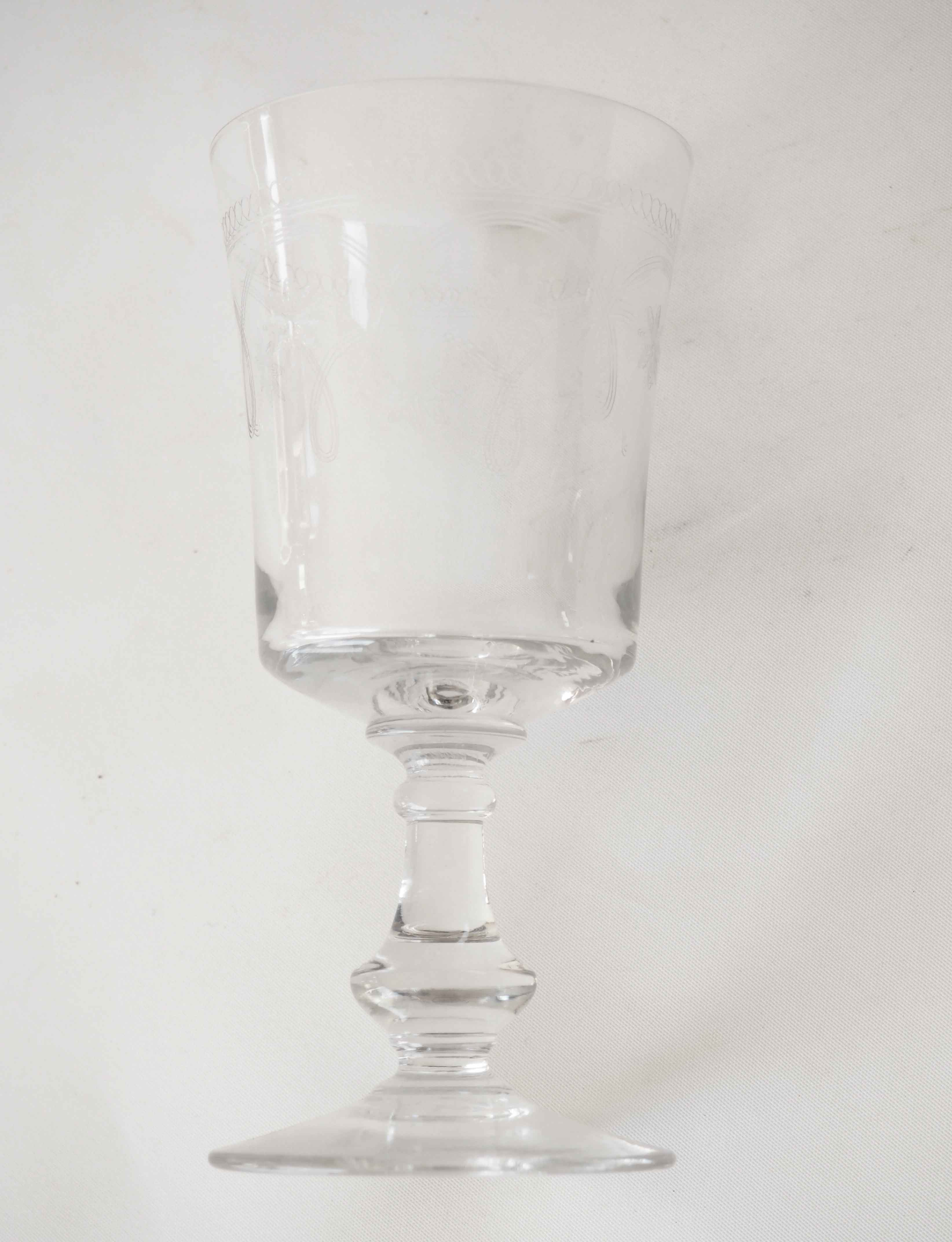 6 engraved antique wine glasses