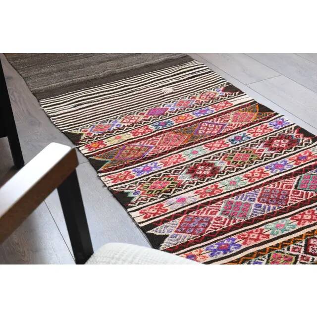 Vintage Turkish Oushak Handmade Wool Cotton Brown Runner Rug 75x254