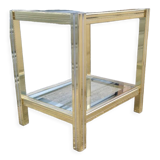Side table in gold metal and chrome