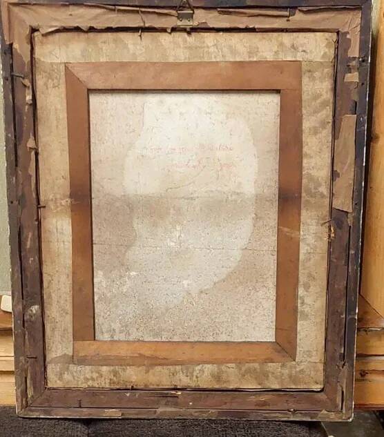 Old pastel portrait on canvas of a young noble, signed and dated 1899 on the back, gilt frame.