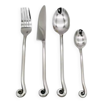 Lot de 4 couverts en inox – forme spirales/tourbillons organique